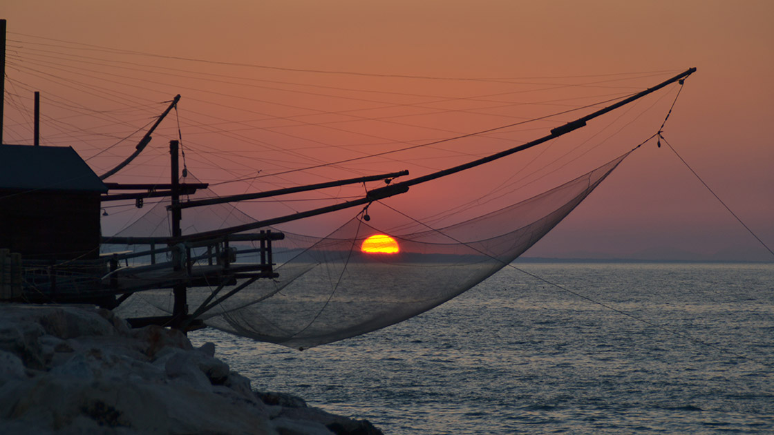 Trabucco al tramonto