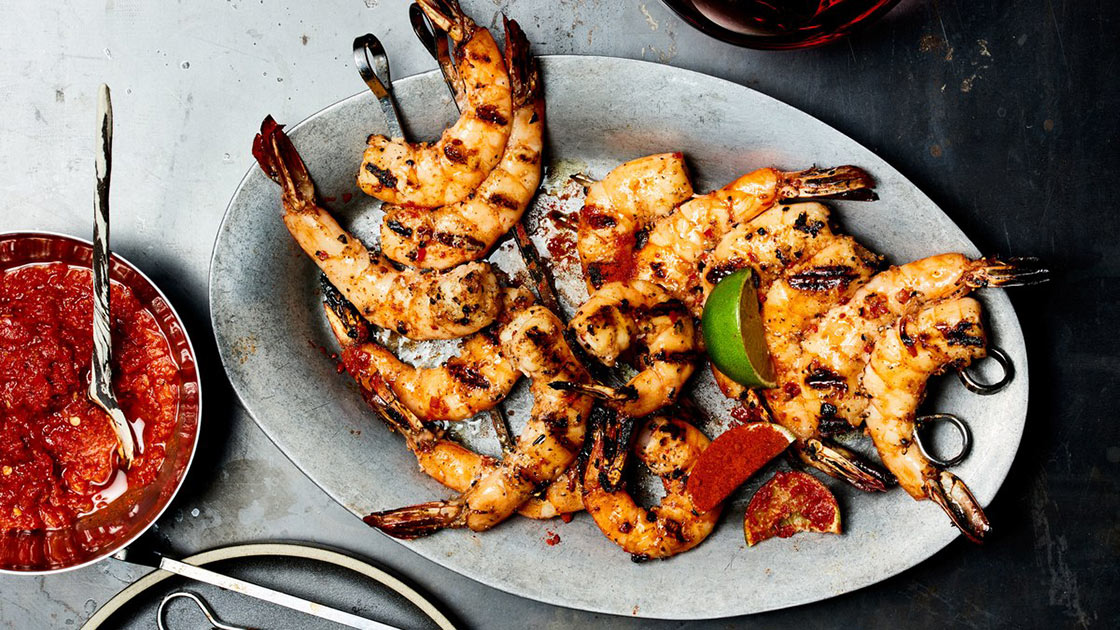 Gamberoni grigliati con pepe,lime,aglio e paprika