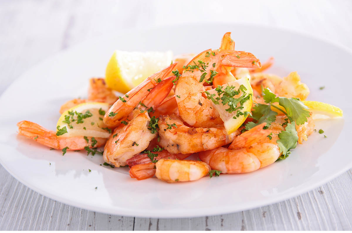 Gamberi saltati con olio e limone