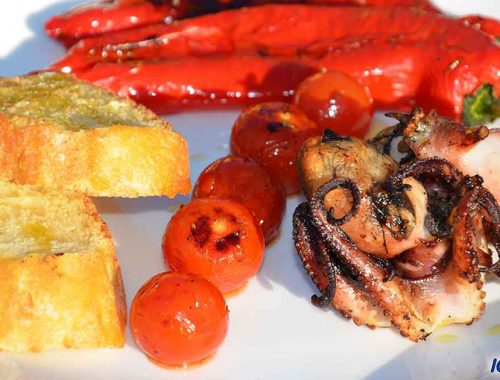 moscardini, peperoni senise in griglia bbq