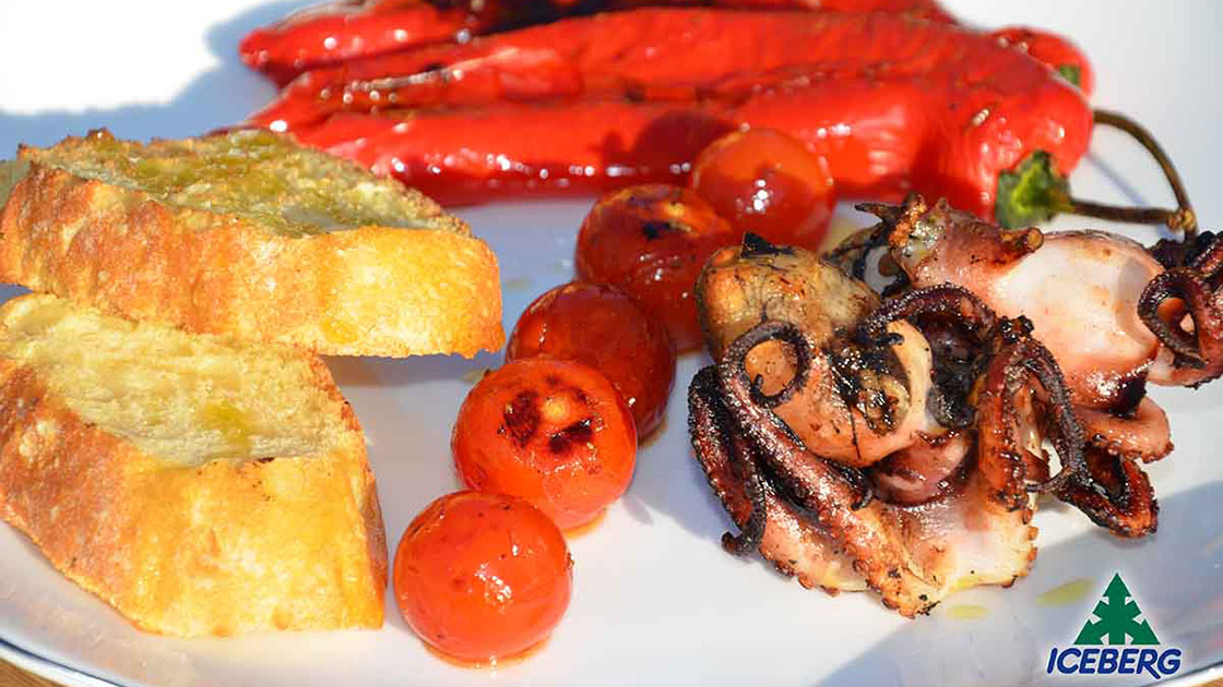 moscardini, peperoni senise in griglia bbq