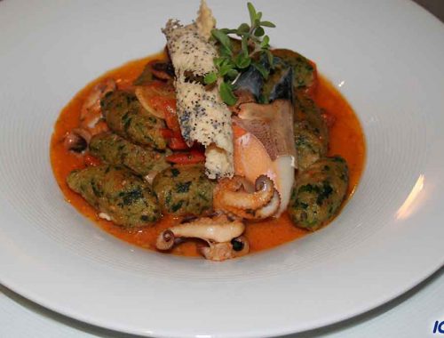 Gnocchi di spinaci in guazzetto di mare